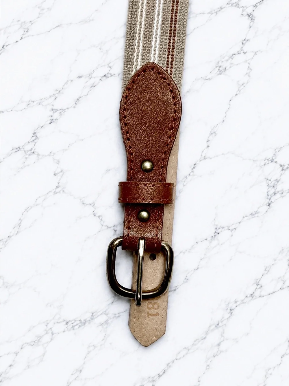 Vintage 80s Canvas Stretch Belt Women 28-32 Inch Earth Tone Stripe